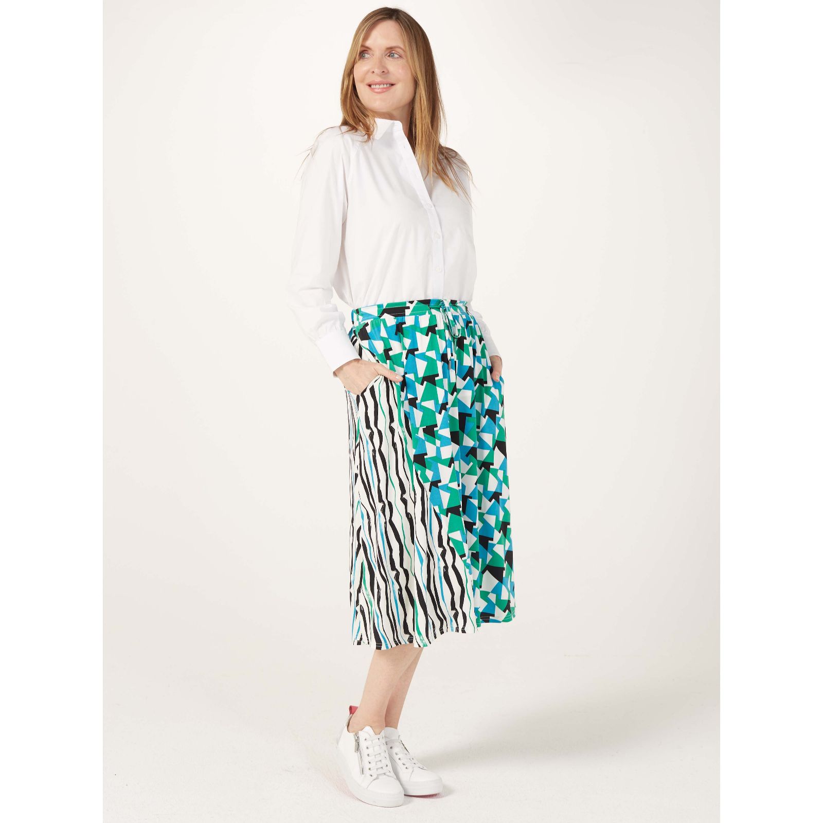 Ben de Lisi Contrast Print Midi Skirt Regular - QVC UK