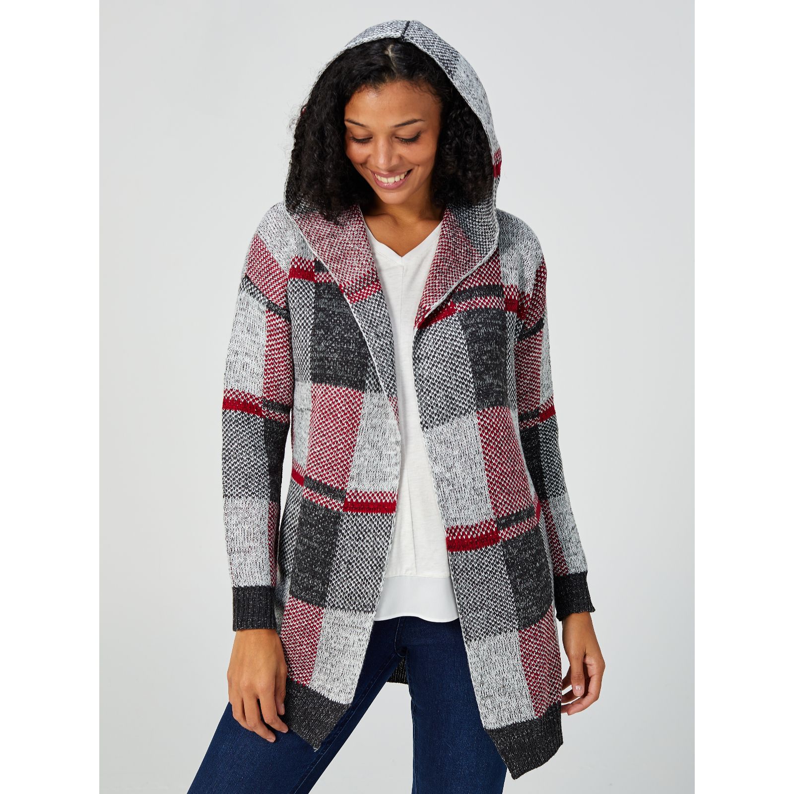 absolutely famous hooded plaid cardigan