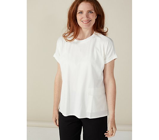 WynneLayers Cotton Knit Tee with Pocket Detail
