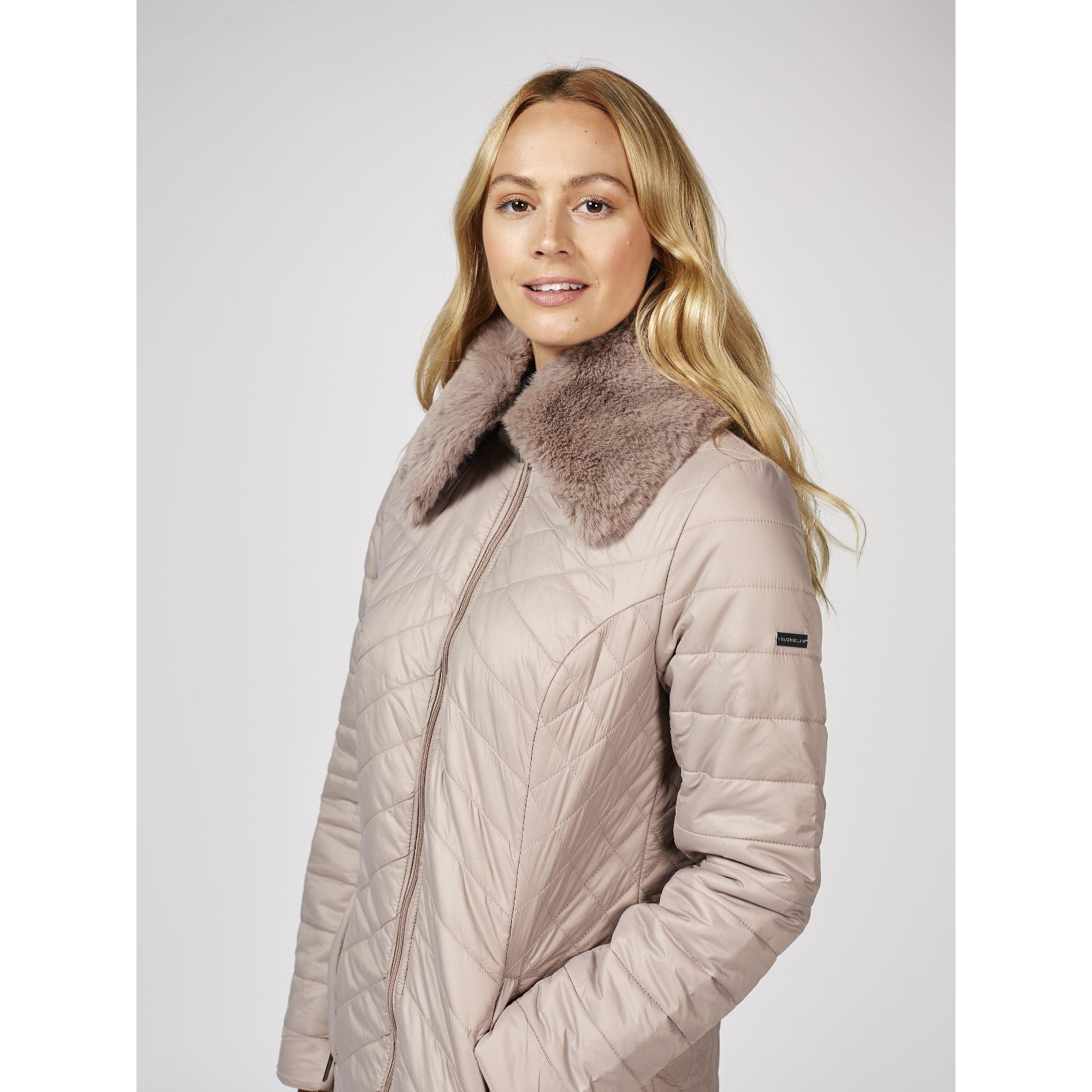 Centigrade Longline Quilted Coat with Faux Fur Trim - QVC UK