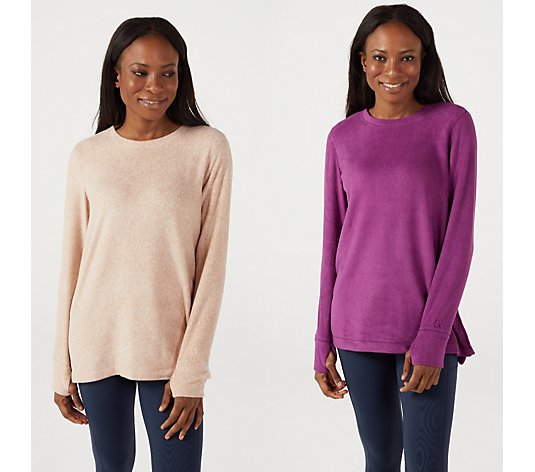 Cuddl Duds Fleecewear with Stretch 2-Pack Crew Neck Tops
