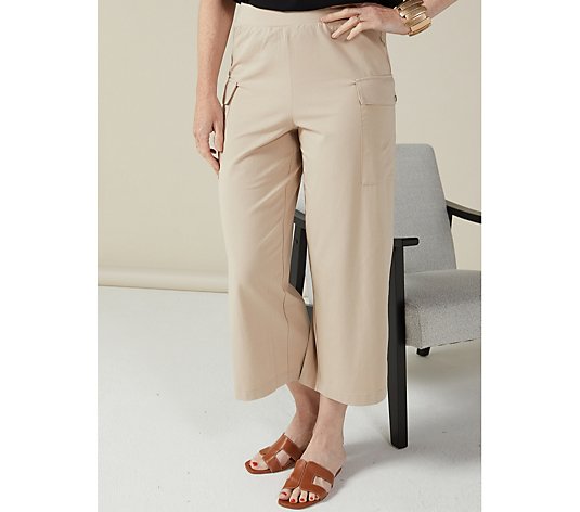WynneLayers Cotton Knit Cropped Wide Leg with Cargo Pockets