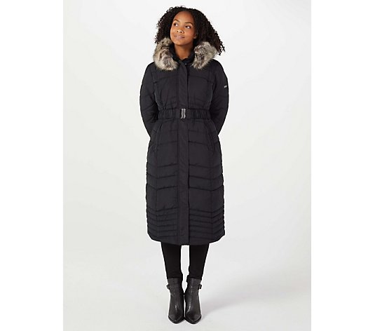 Centigrade Faux Down Longline Padded Coat with Detachable Faux Fur
