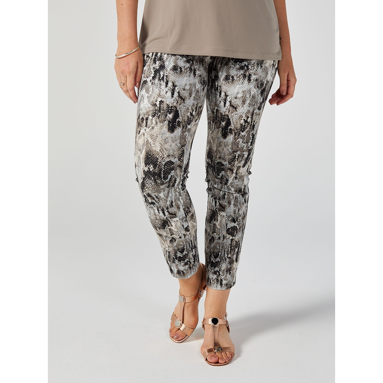 Kim & Co Deluxe Denim Knit Printed Trousers with Pockets - QVC UK
