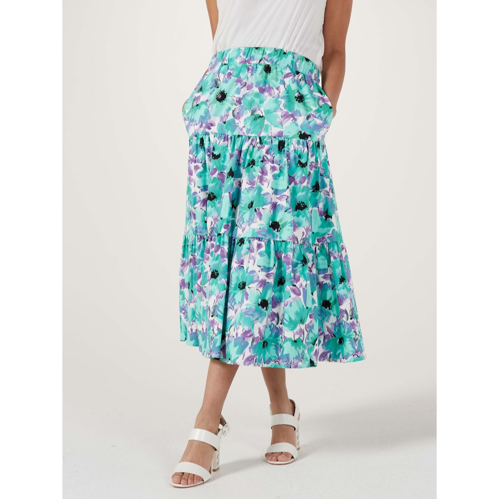 Floral midi 2025 skirt qvc