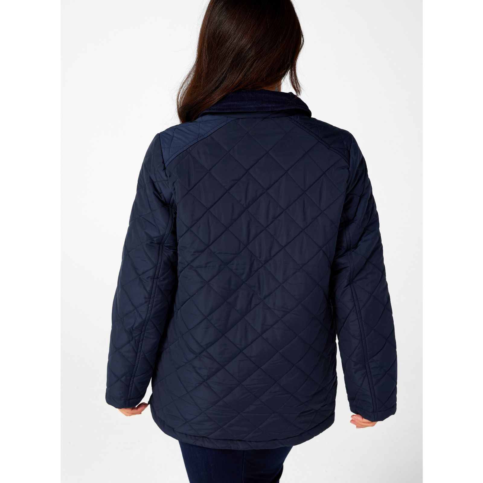 Centigrade Quilted Jacket With Corduroy Neck Detail QVC UK