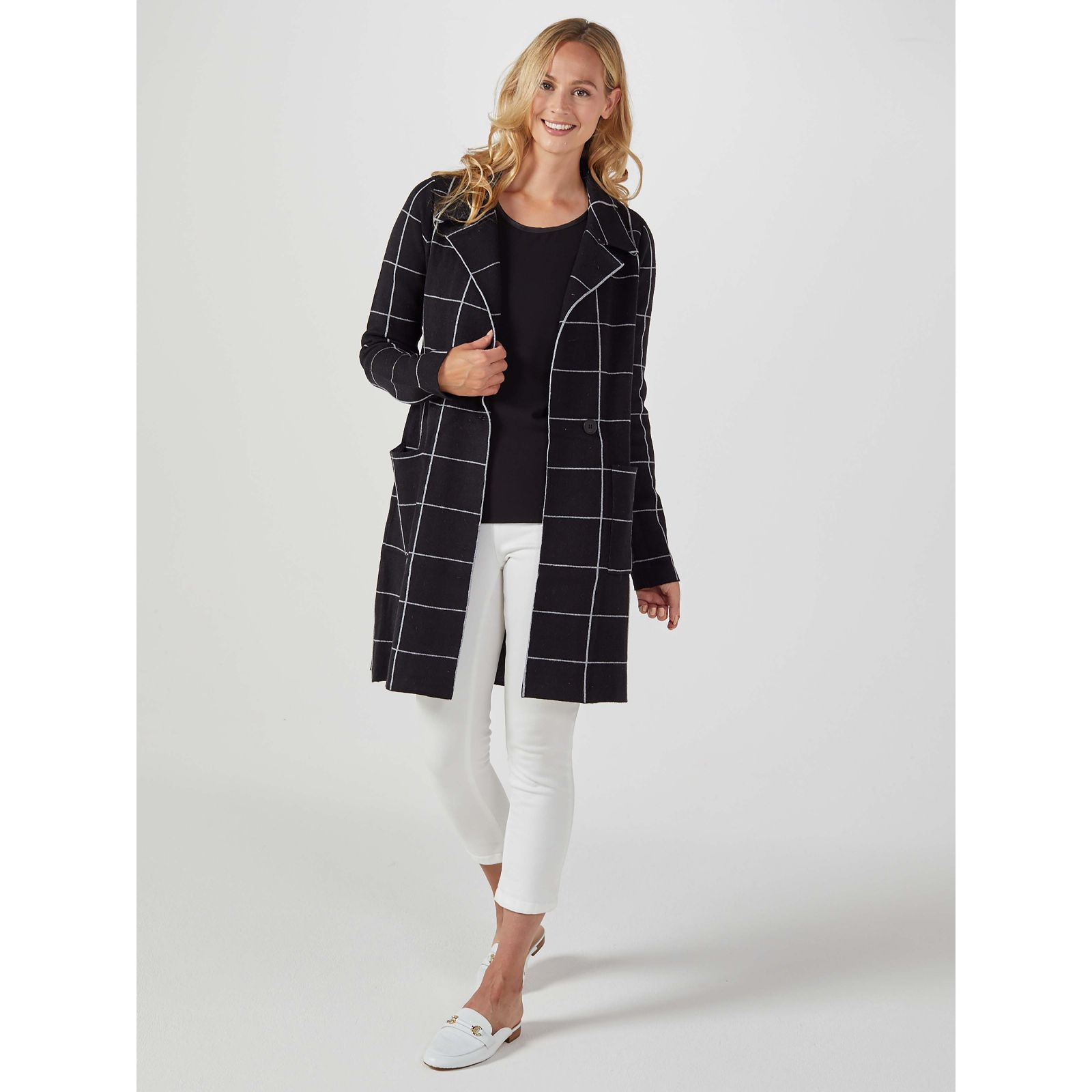 Centigrade Checked Coatigan with Patch Pockets - QVC UK