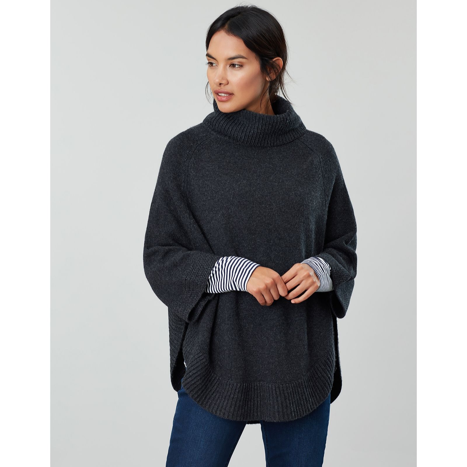 Joules Pria Knitted Poncho - QVC UK