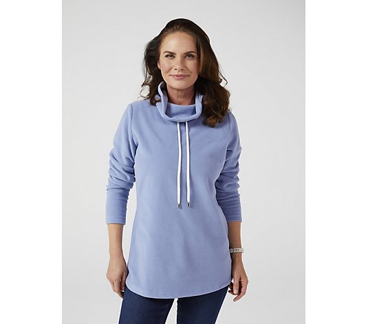 Denim & Co. Cosy Knit Cowl Neck Tunic with Drawstrings