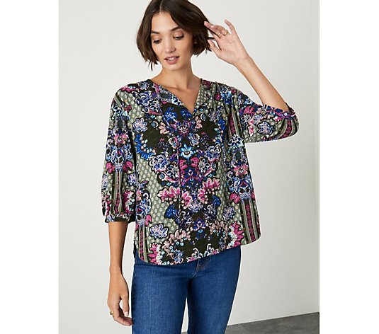 Monsoon Heritage Print Patch Jersey Top
