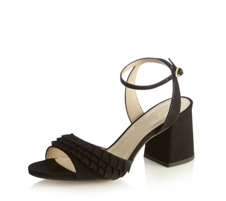 Bronx Ankle Strap Wedge Sandal with Frill Detail - QVC UK