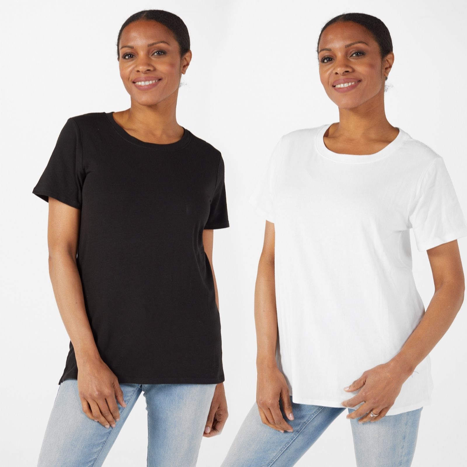 Cuddl Duds Cotton Core Set of 2 Short Sleeve Tops - QVC UK