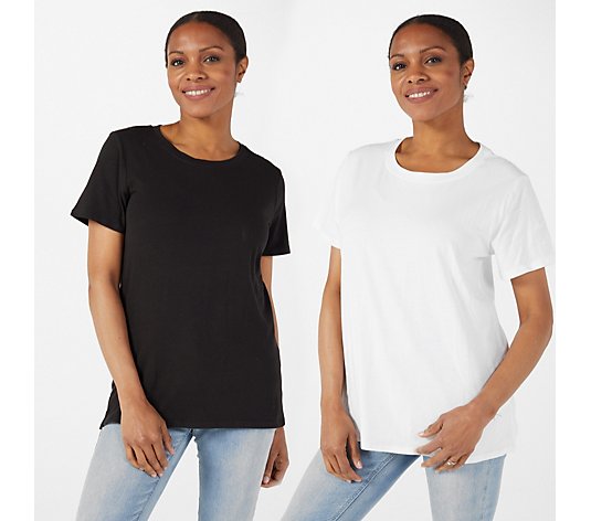 Cuddl Duds Cotton Core Set of 2 Short Sleeve Tops