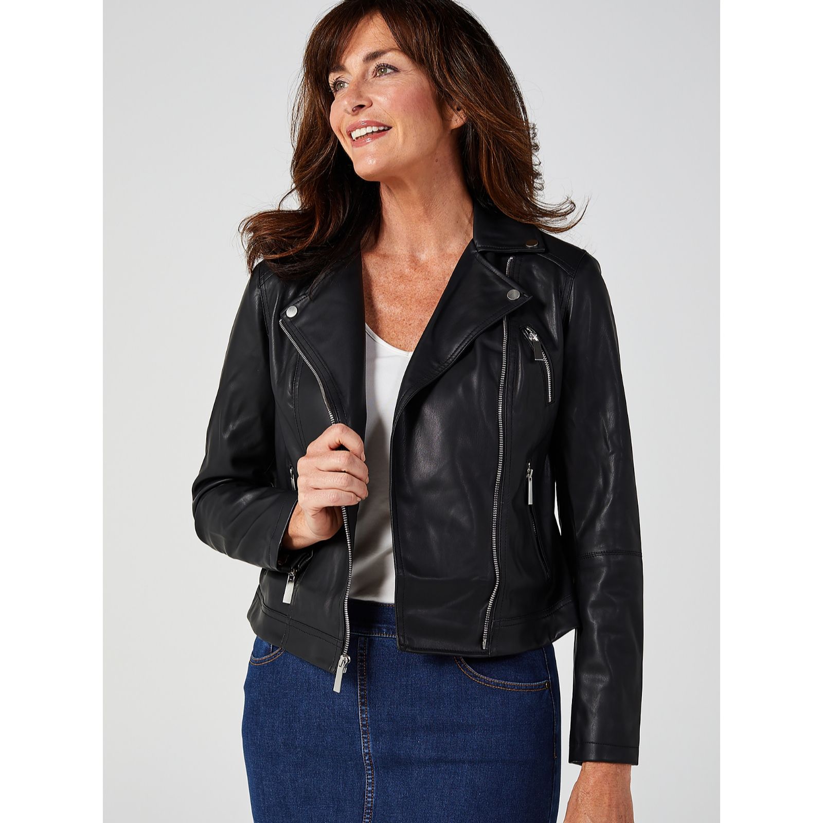 Qvc on sale leather coats