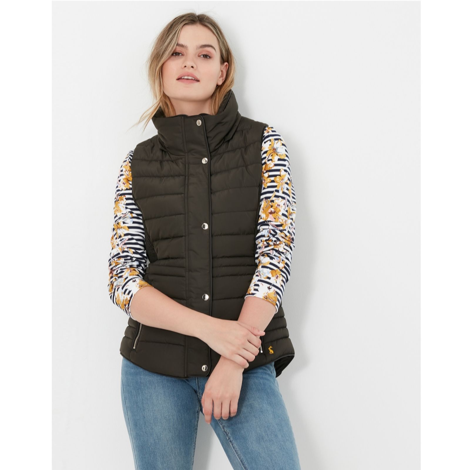 Joules Melford Padded Gilet with Faux Fur Trim - QVC UK