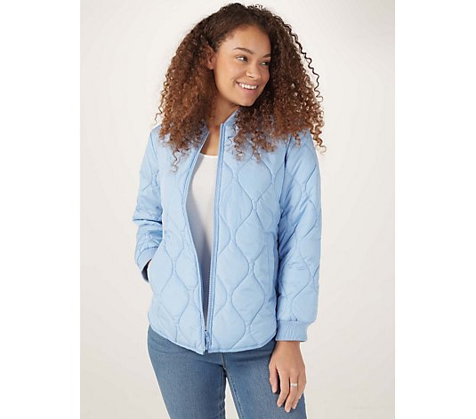 Denim & Co. Padded Quilted Bomber Jacket
