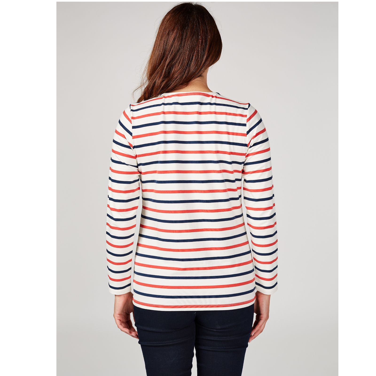 Denim & Co. Striped Jersey Long Sleeve Top - QVC UK