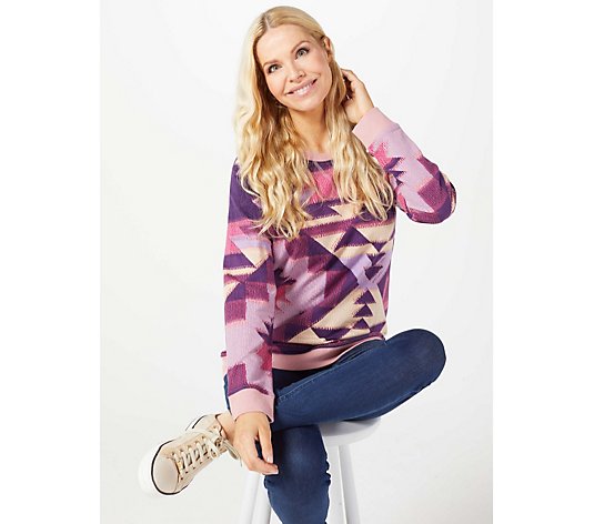 Denim & Co. Canyon Retreat Printed French Terry Pullover