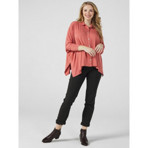 WynneLayers Unstructured Button Front Knit Shirt - 186077