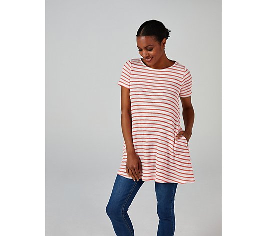 Attitudes by Renee Striped Babydoll Tunic with Pockets
