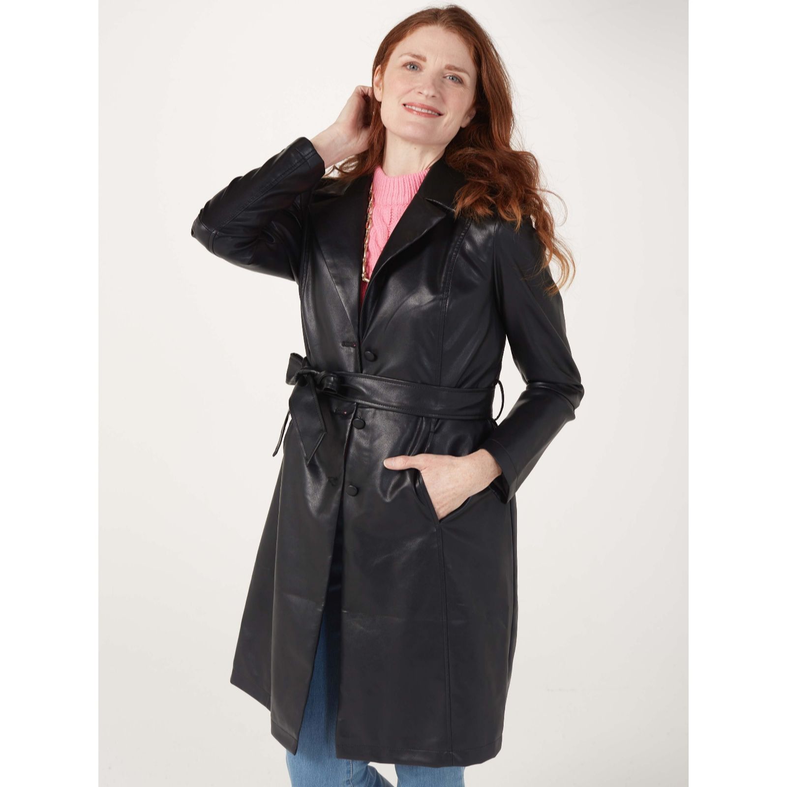 Centigrade Faux Leather Trench Coat - QVC UK
