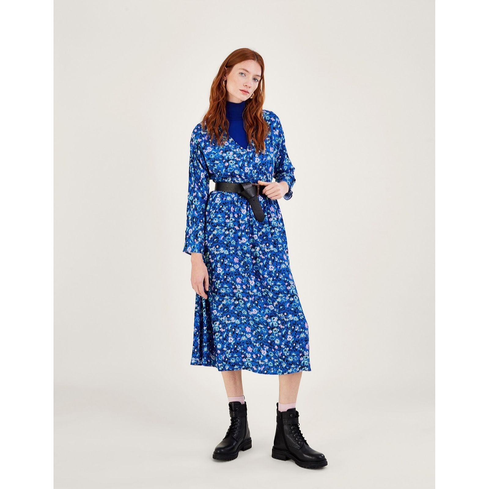 Monsoon Shirred Waist Print Dress QVC UK