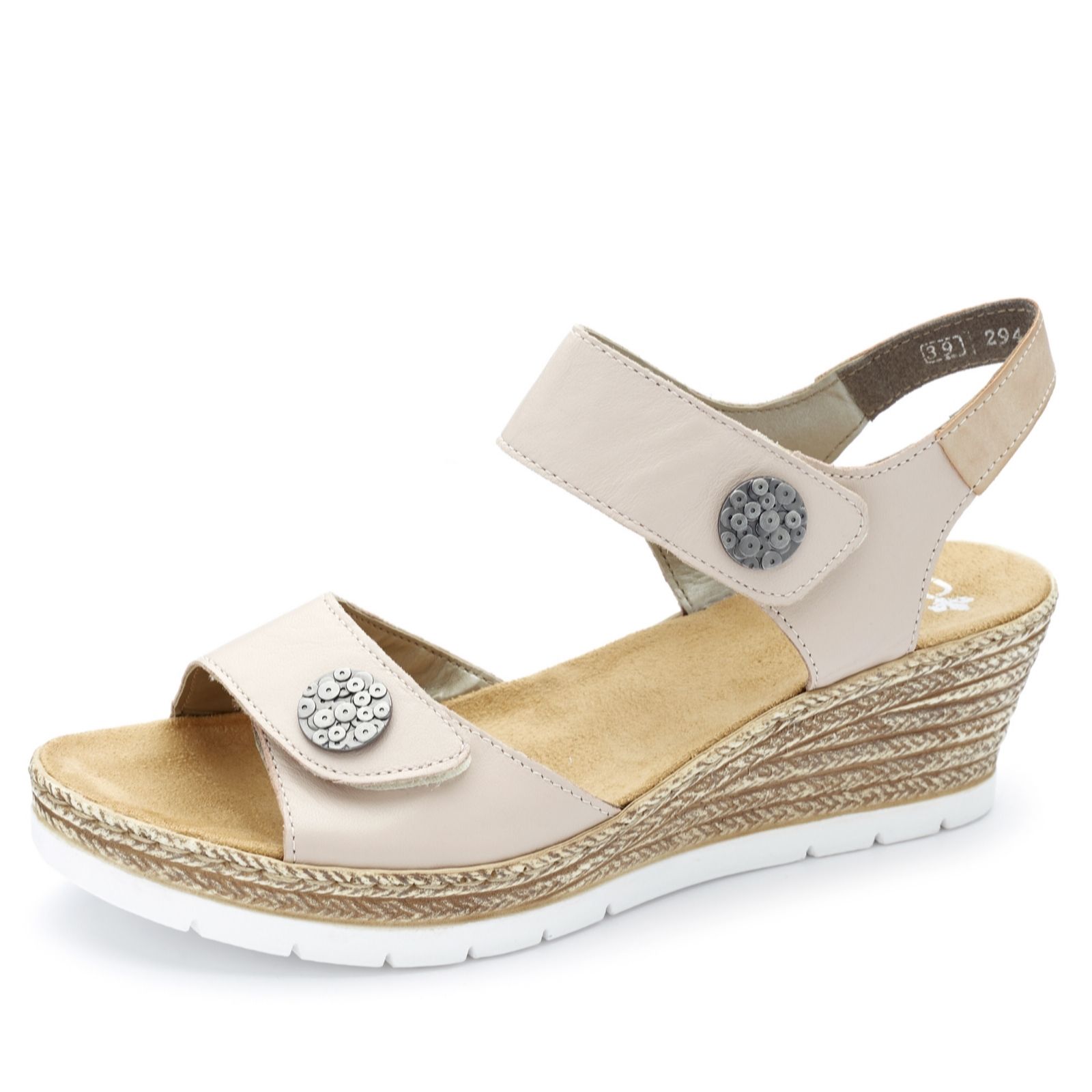 Rieker Wedge Sandal with Button Detail - QVC UK