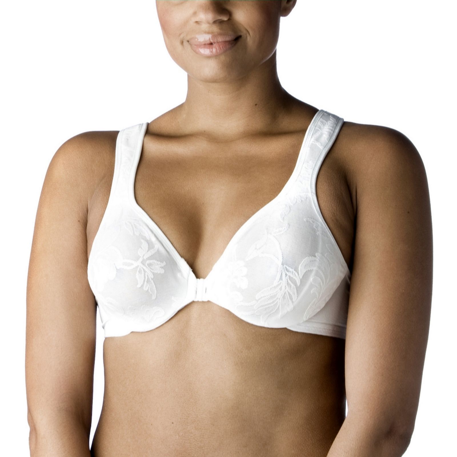Breezies Seamless Lace Front Closure Bra in White - QVC UK