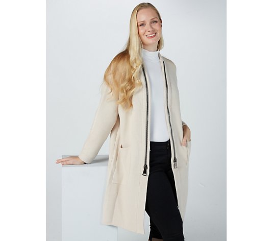 Frank Usher Long Cardigan with Double Chunky Zip