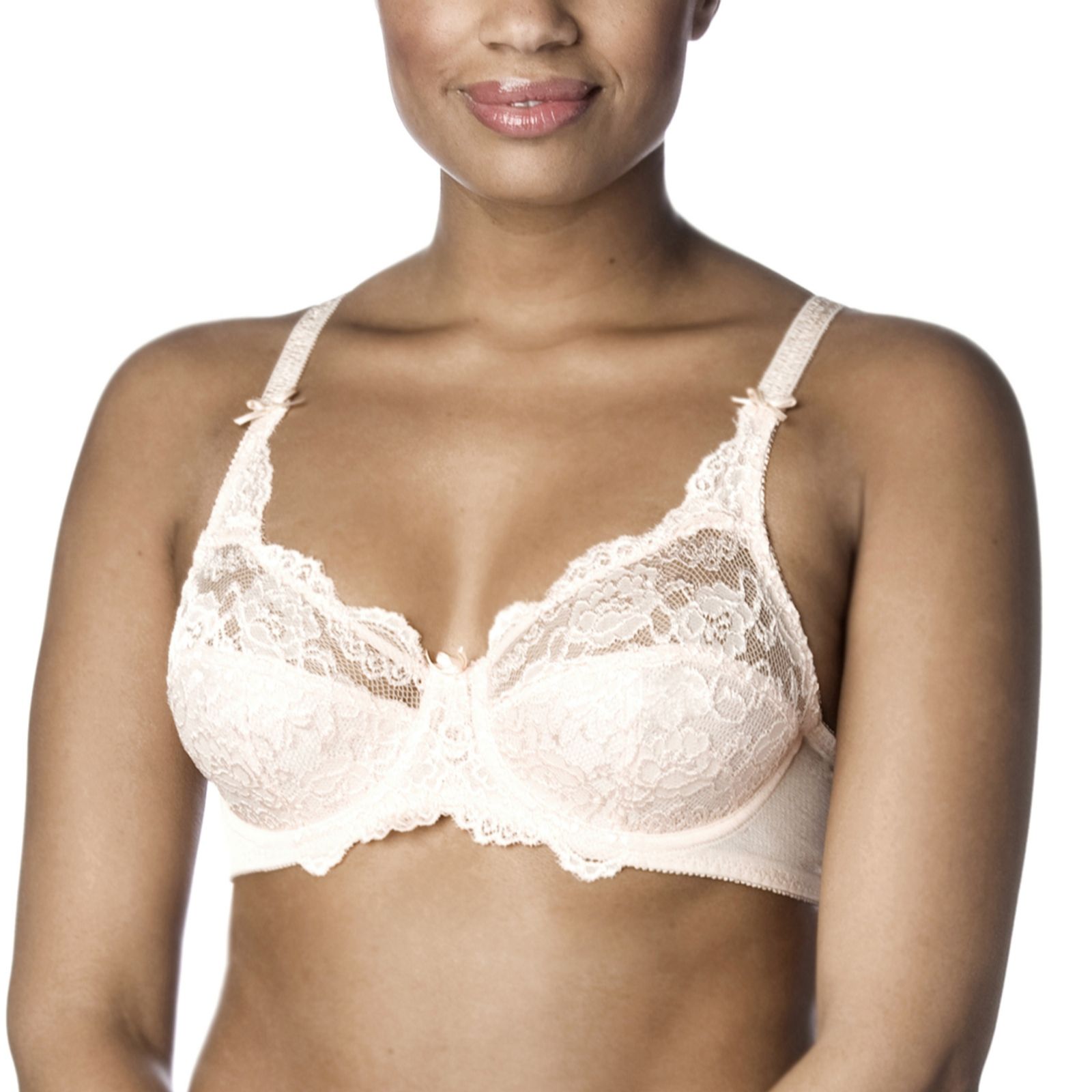 Barely Breezies Vivienne Lace Bra with Ultimair Lining in Peac - QVC UK