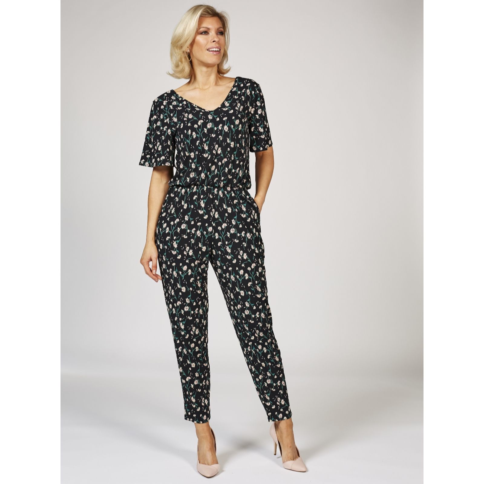 Kim Co Brazil Knit Angel Sleeve Jumpsuit Qvc Uk