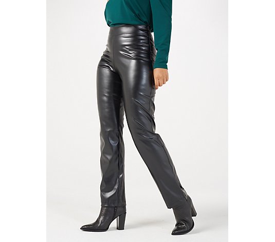 Kim & Co Vegan Leather Narrow Petite Trousers