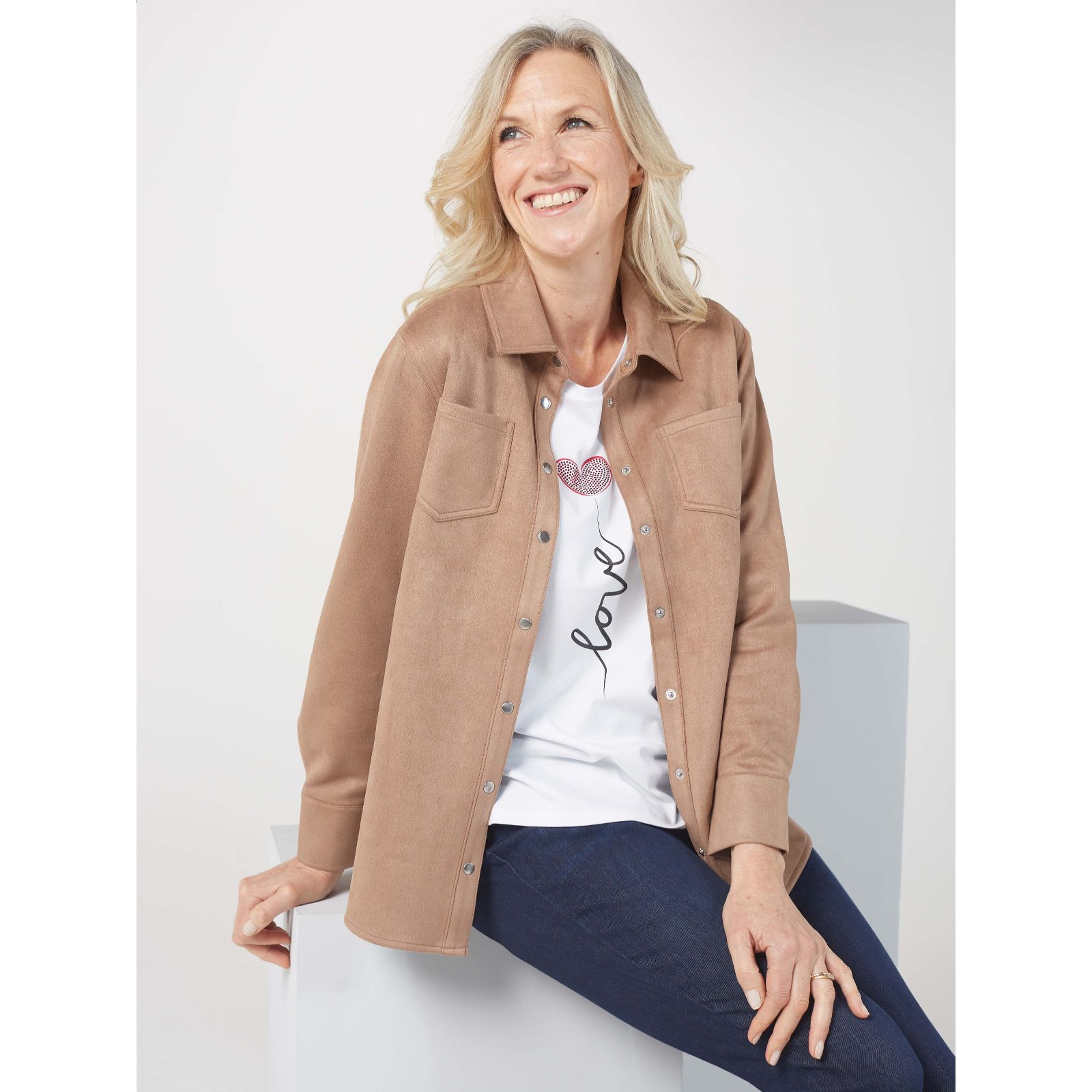 Ruth Langsford Faux Suede Stretch Shirt - QVC UK