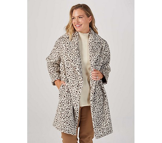 Helene Berman Faux Fur Double Breasted Coat