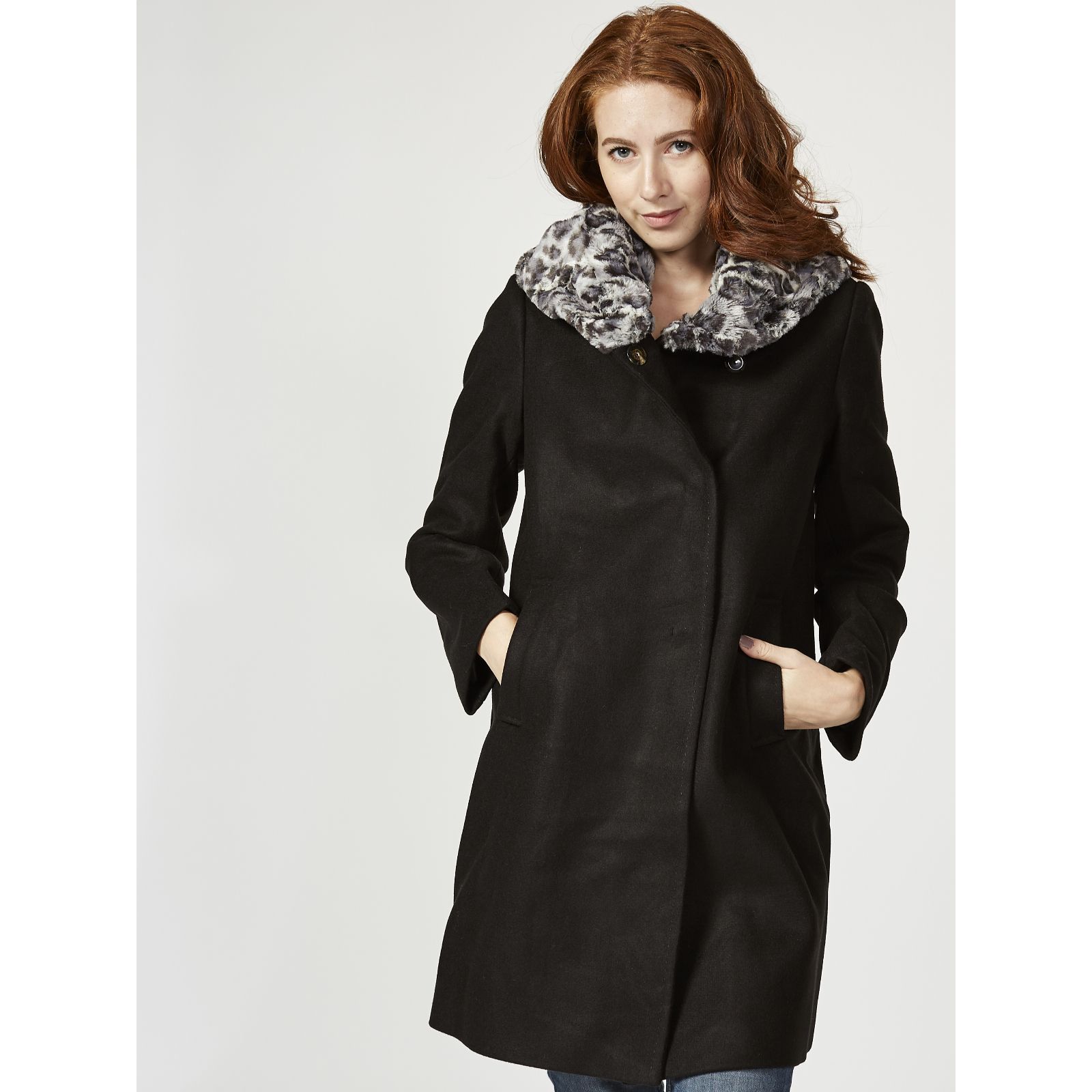 Outlet Centigrade Faux Fur Collar Coat - QVC UK