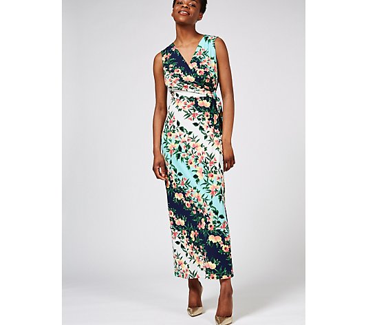 Nina Leonard QVC Sleeveless Printed Maxi Dress  Size S & M 