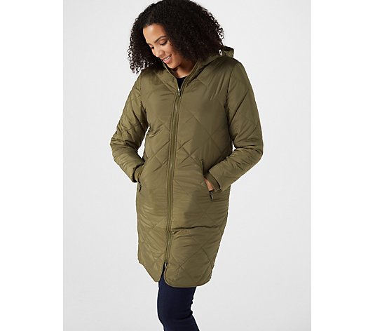 Centigrade Longline Quilted Coat with Pockets and Storm Cuffs with Pockets