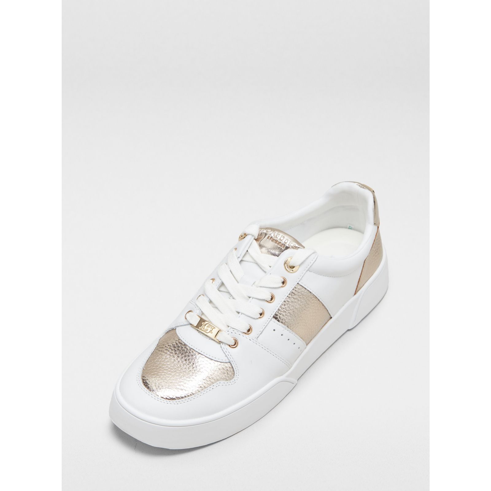 Dune London Elysium Leather Side-Detail Lace-Up Trainers - QVC UK