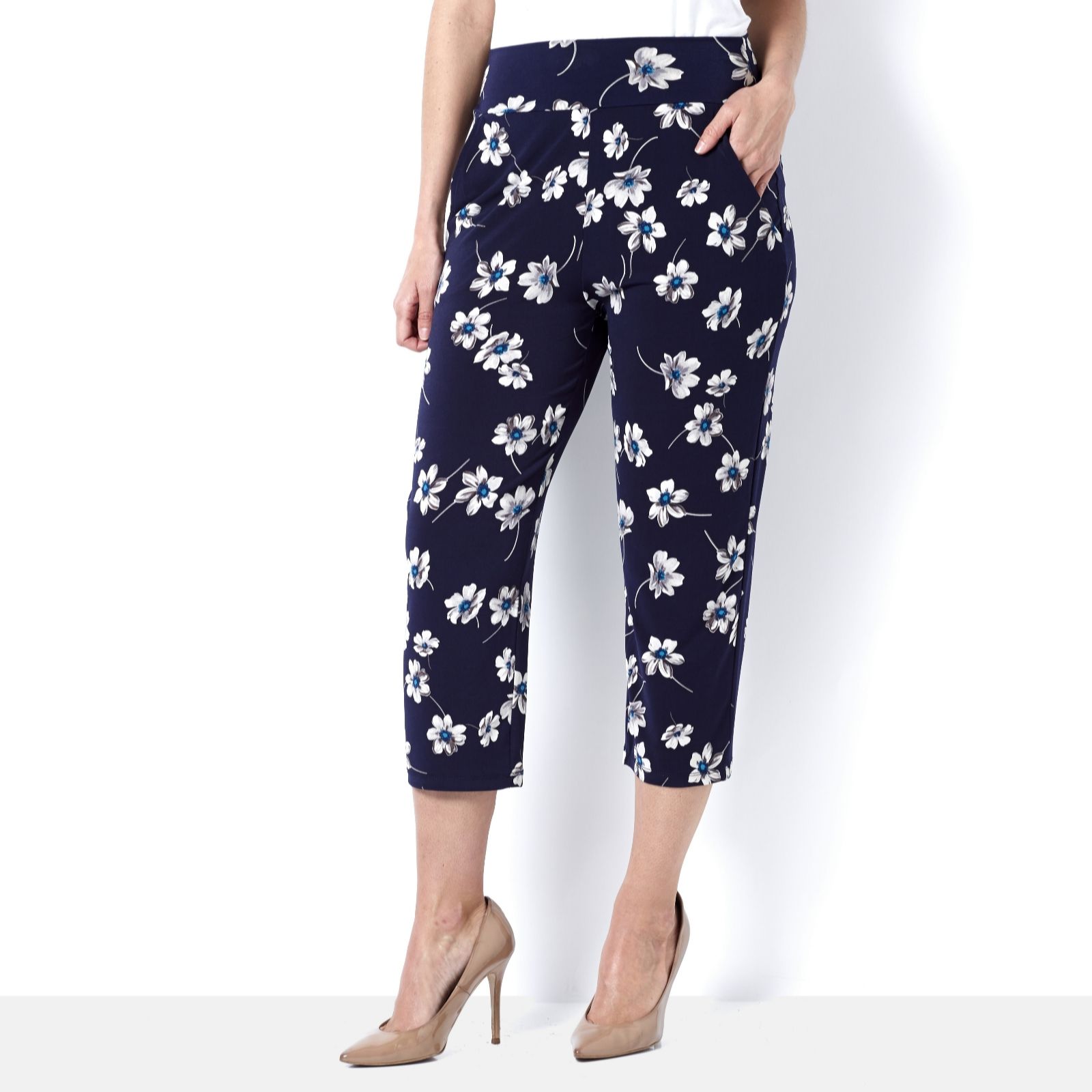 Kim & Co Brazil Knit Printed Cropped Trousers with Pockets - QVC UK