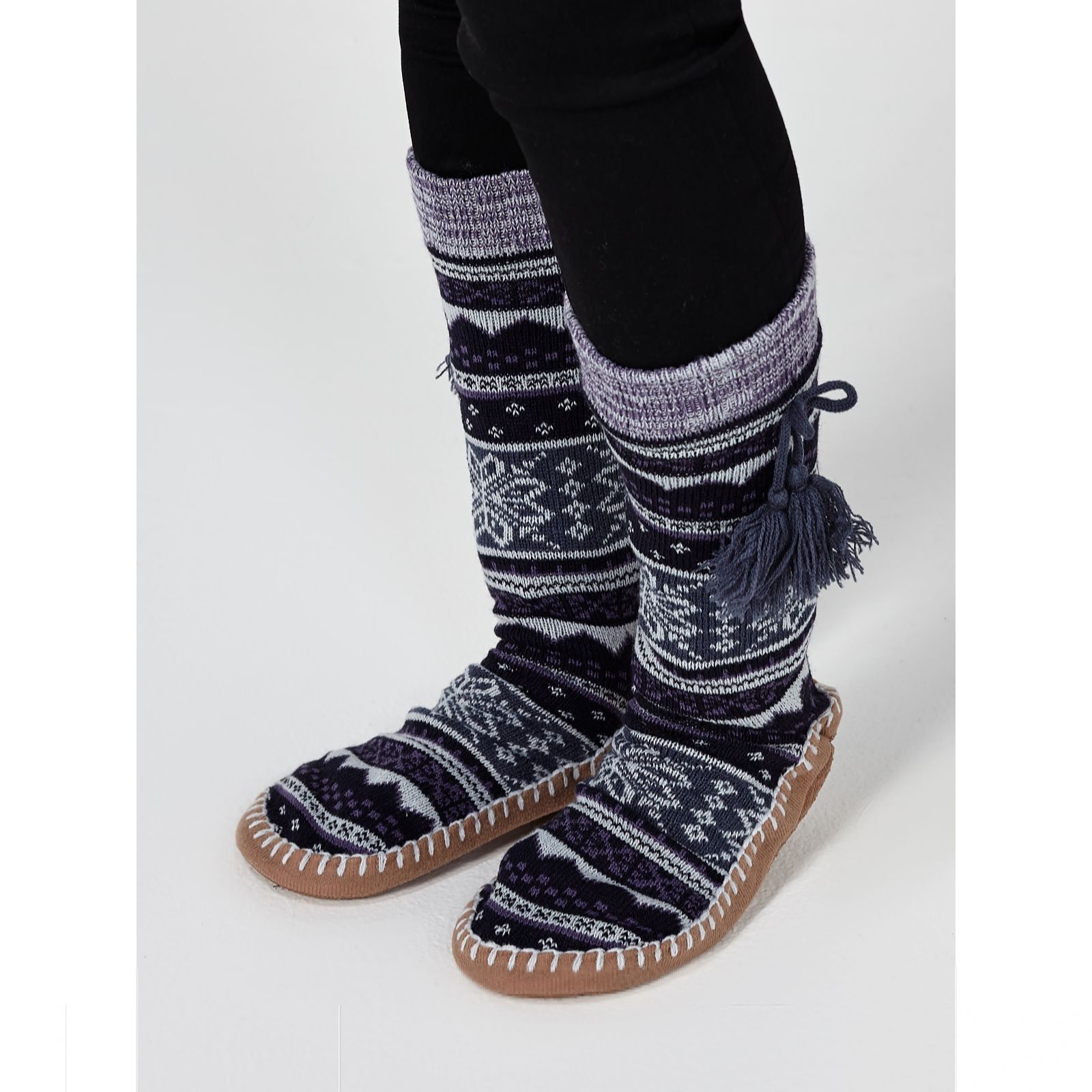 muk luks men's nordic knit bootie slipper socks
