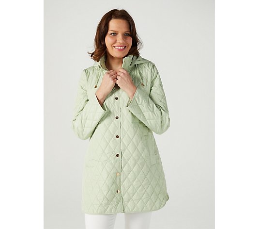 Centigrade Longline Quilted Coat with Pockets Hood with Pockets