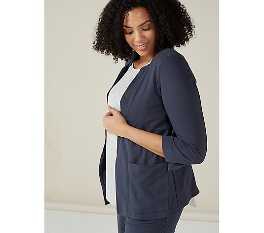 WynneLayers French Terry Jacket Rib Lapel Front Pockets