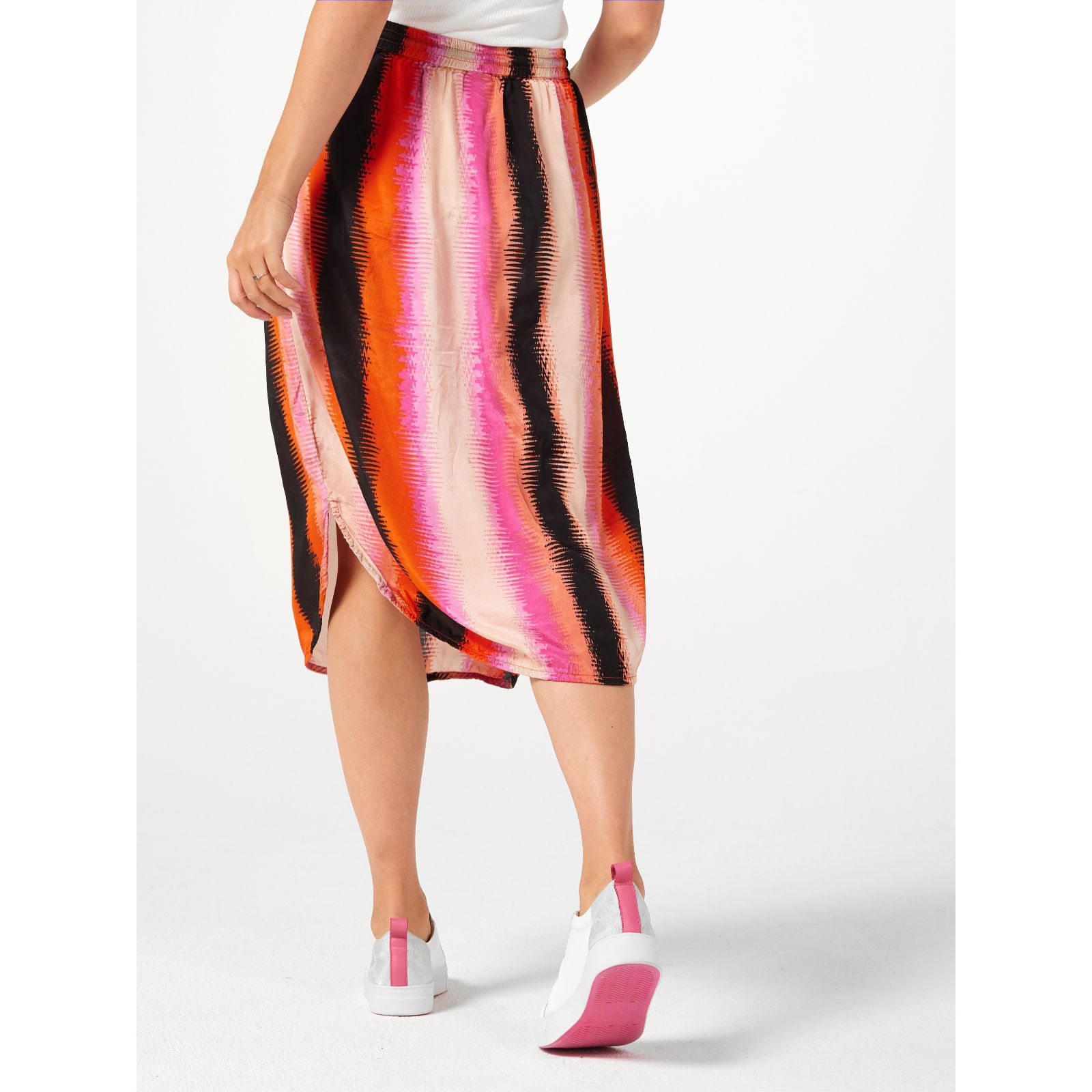 F&f striped store pleated midi skirt