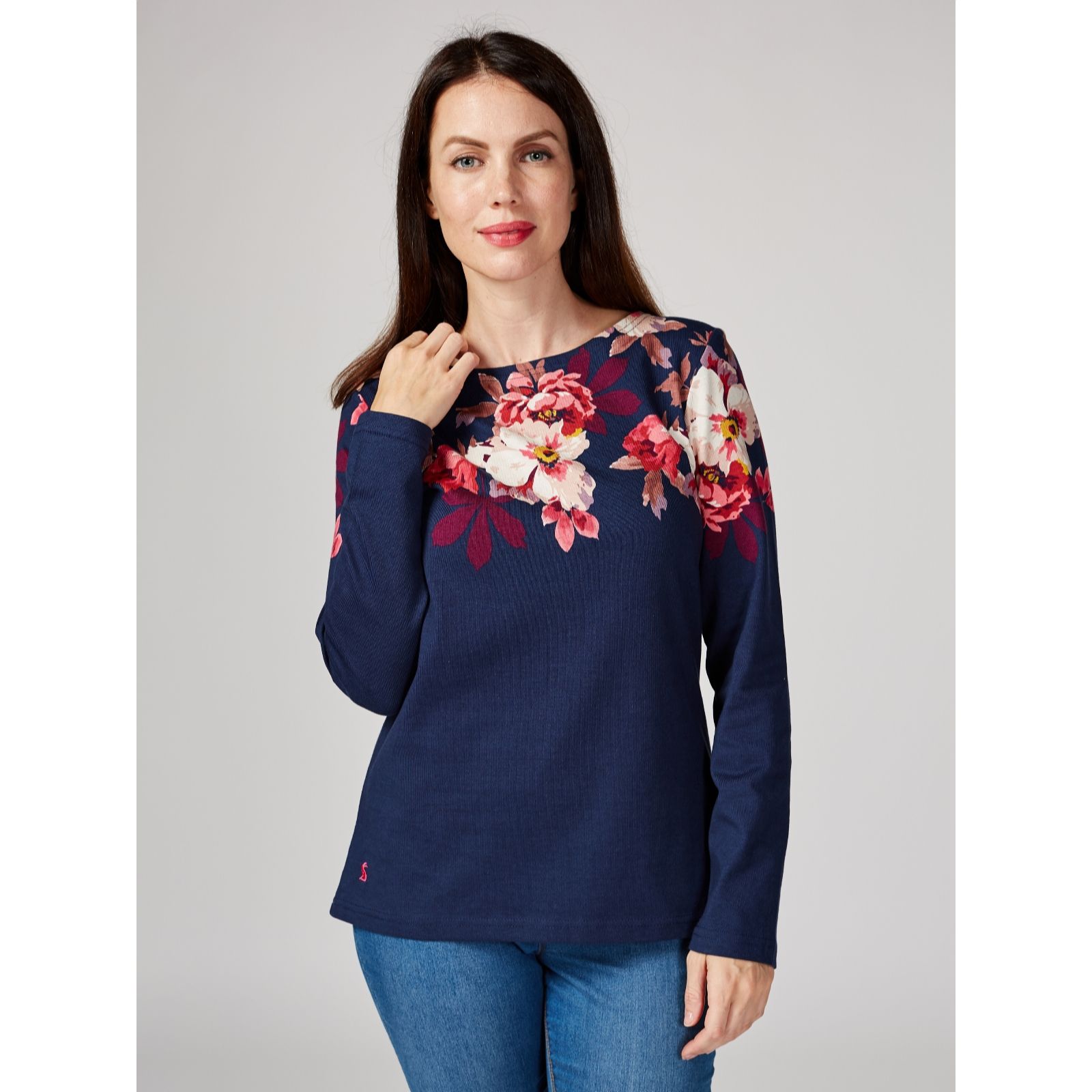 Joules Long Sleeve Jersey Printed Harbour Top - QVC UK
