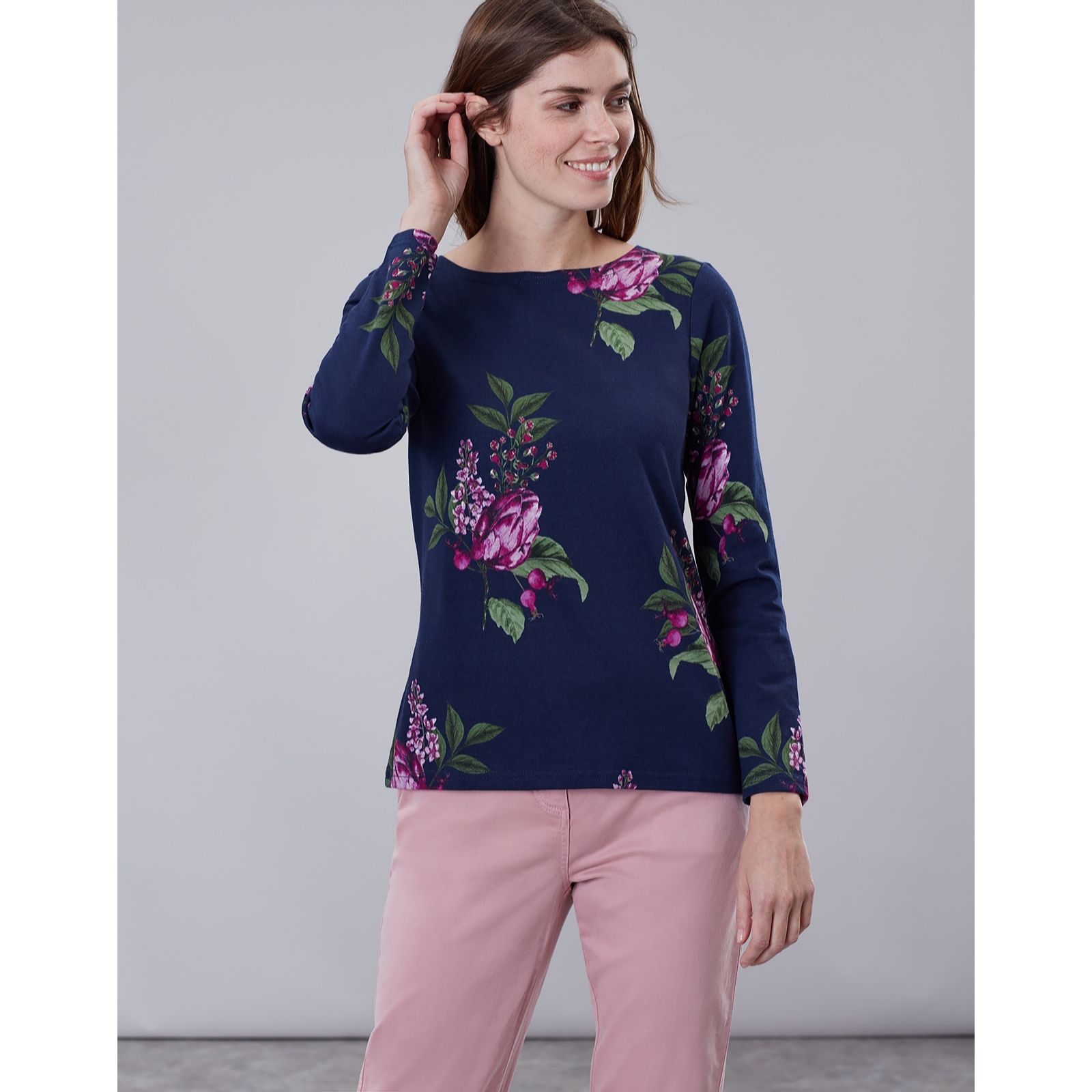 Joules Long Sleeve Jersey Placement Print Harbour Top QVC UK