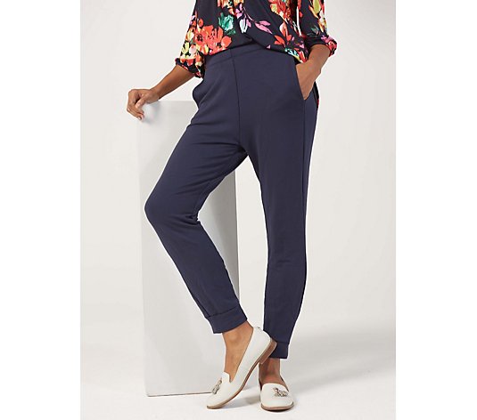 Kim & Co French Terry Go-To Elastic Waisted Cuffed Trousers