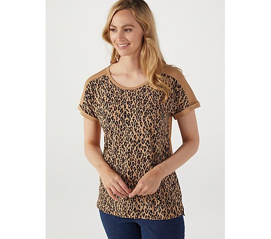 Ruth Langsford Short Sleeve Front Print Panel Scoop Neck Top