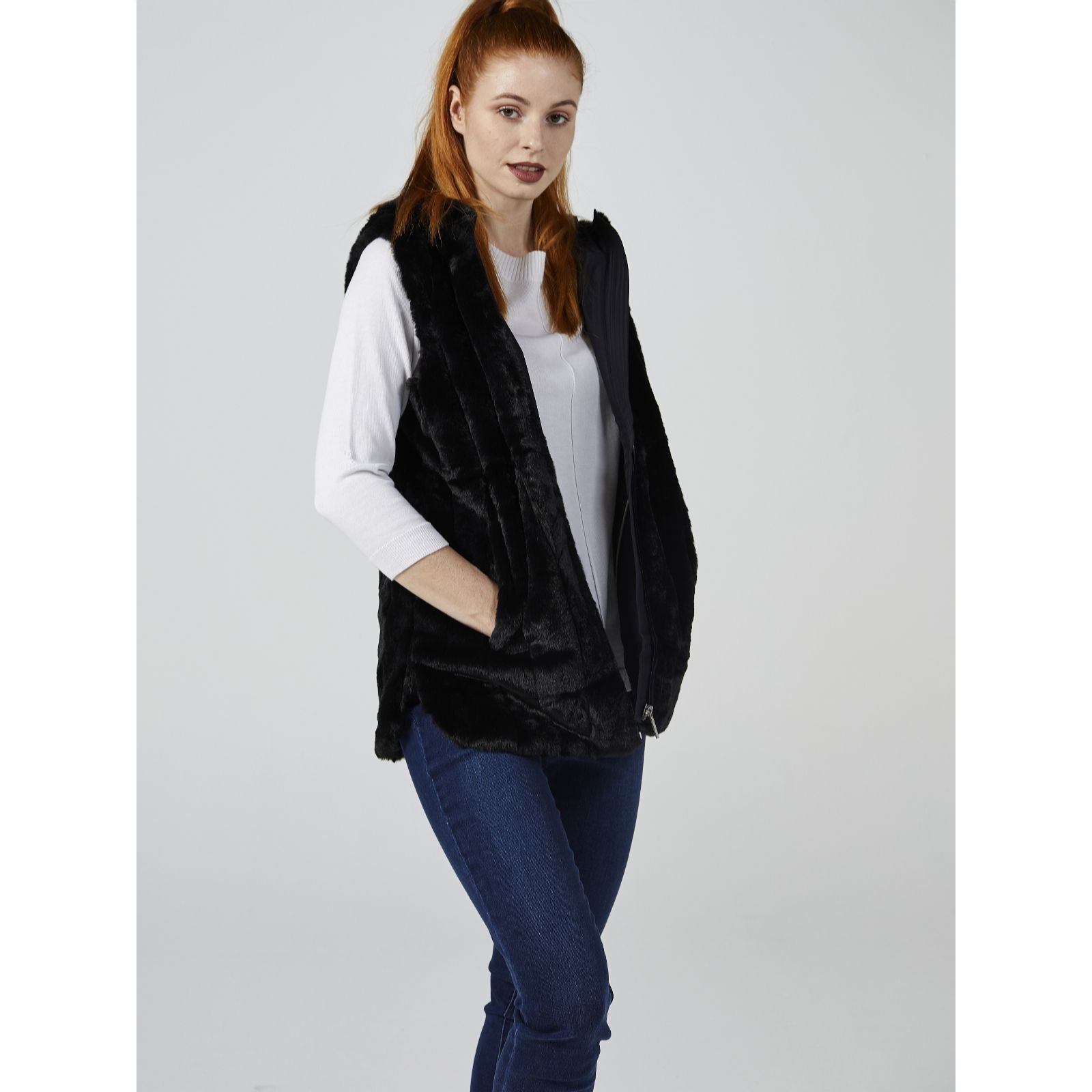Centigrade Faux Fur Gilet with Hood - QVC UK