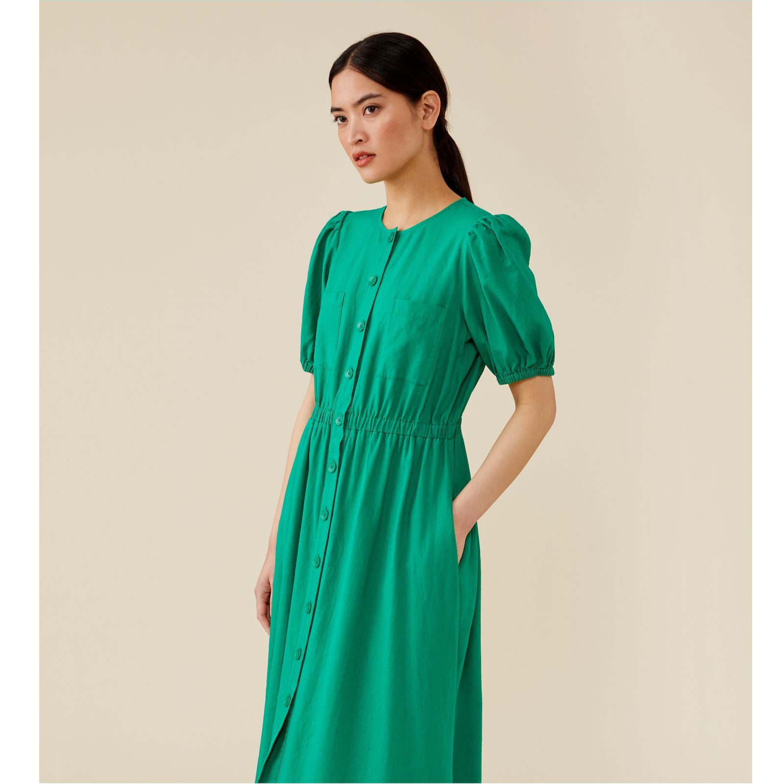 Outlet Finery Mari Linen Mix Midi Dress - QVC UK