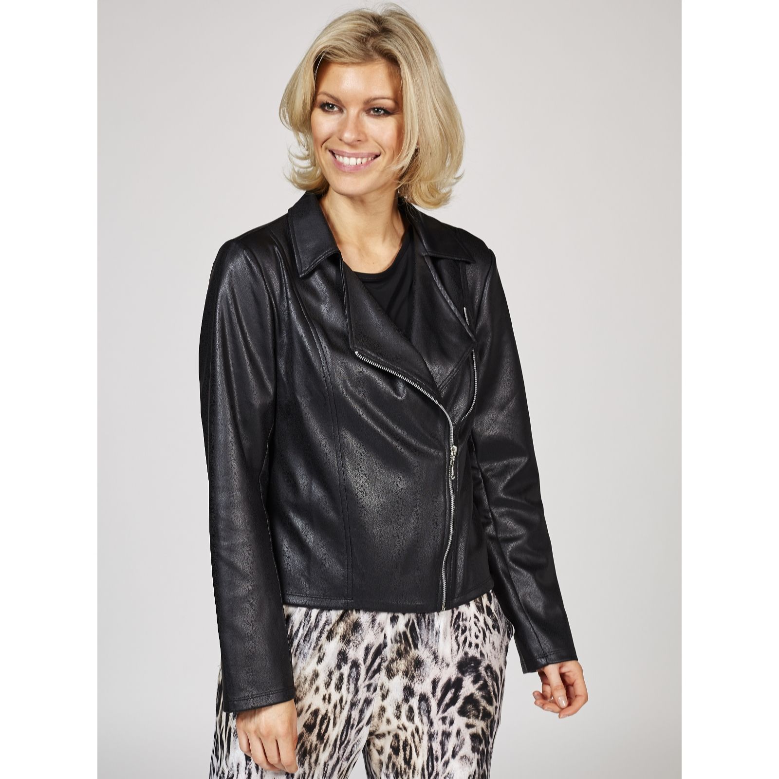 Kim Co Croco Pleather Zip Jacket Qvc Uk